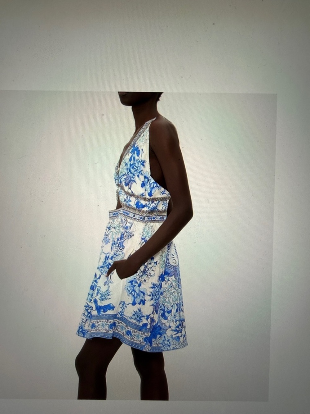 Camilla Blue🩵 and White Floral Cutout Mini Dress - Picture 4 of 12